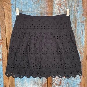 Loft Dark Navy Eyelet Mini Skirt